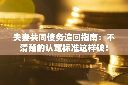 武汉夫妻共同债务追回指南：不清楚的认定标准这样破！
